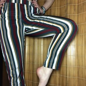 Colorful striped high-waisted pants